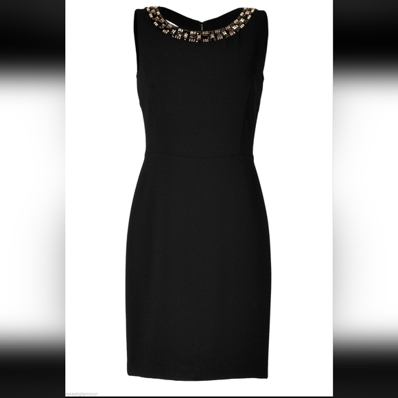 DKNY Black Mini Dress with Gold Accents Size 6 - Picture 4 of 8